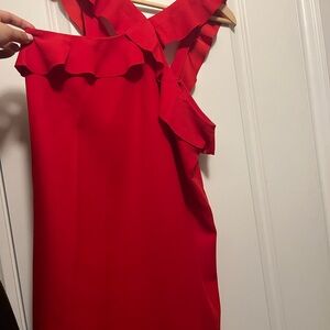 Banana Republic Elegant Red Ruffle Dress